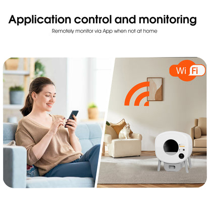 Smart Self-Cleaning Cat Litter Box with App Control, Infrared & Gravity Sensors, Ambient Lighting & Large 76L Capacity