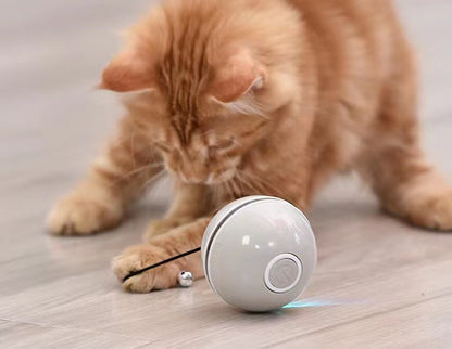 Automatic Smart Cat Toy Ball – USB Rechargeable Interactive Rolling Ball with Feather & LED Light | Motion Sensor Pet Toy for Cats & Dogs