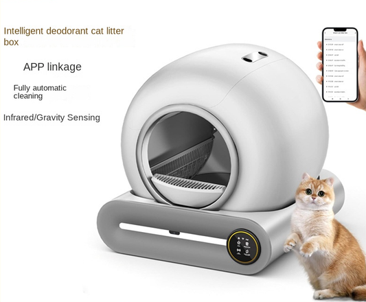 Smart Self-Cleaning Cat Litter Box with Automatic Sensor, APP Control & Ionization Deodorizer – Large 65L Capacity, Odor-Free & Safe Design (US/EU/UK/AU Plug)