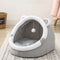 Cozy Cat Ear Pet Bed – Four Seasons Enclosed Cat House for Small Pets | Soft Plush Winter & Summer Pet Cave with Cushion (S/M/L)