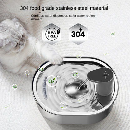 3L Stainless Steel Smart Pet Water Fountain – Wireless Automatic Circulating Dispenser for Cats & Dogs | Quiet Pump & Easy Clean Design