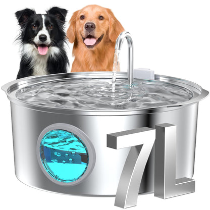 7L Stainless Steel Smart Pet Water Fountain – Automatic Heated Dispenser with Circulating Filter for Cats & Dogs | App Control & Large Capacity