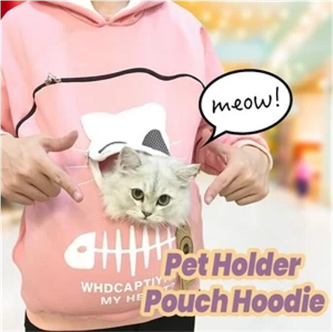 Pet Carrier Hoodie with Pouch – Cozy Sweatshirt for Cats & Small Dogs | Soft Winter Hoodie for Pet Lovers