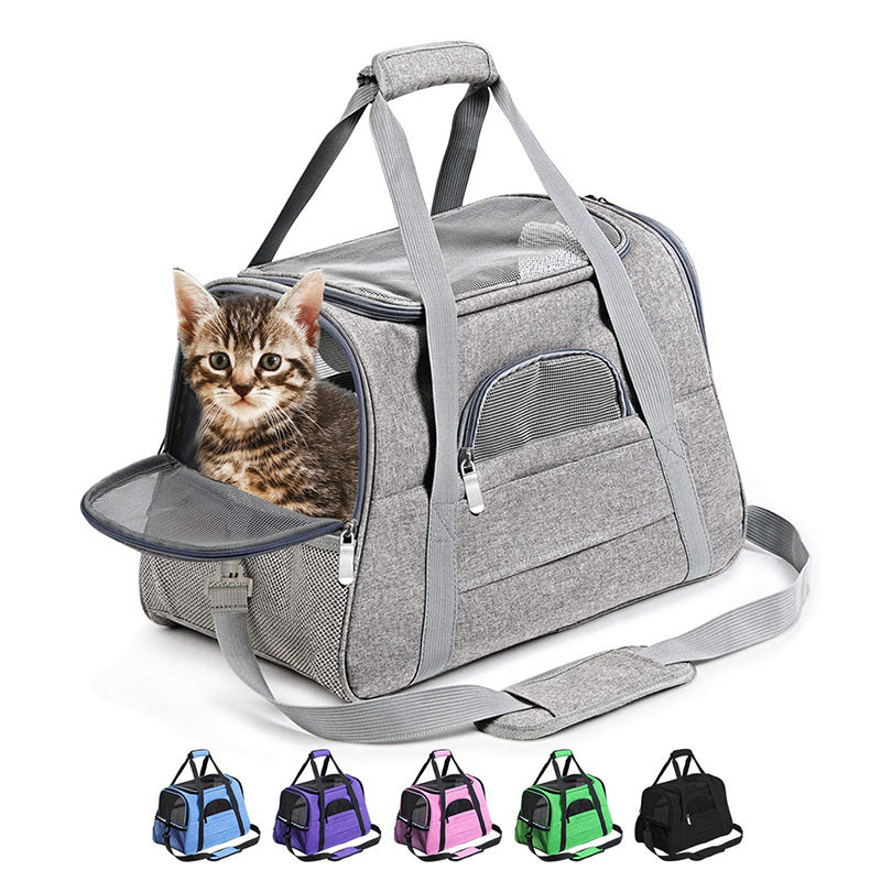 Portable Pet Carrier Bag – Breathable Travel Shoulder Bag for Cats & Small Dogs | Lightweight Foldable Oxford Cloth Tote with Mesh Windows (Up to 10kg)