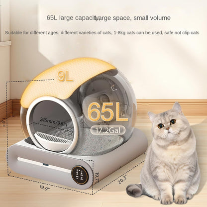 Smart Self-Cleaning Cat Litter Box with Automatic Sensor, APP Control & Ionization Deodorizer – Large 65L Capacity, Odor-Free & Safe Design (US/EU/UK/AU Plug)