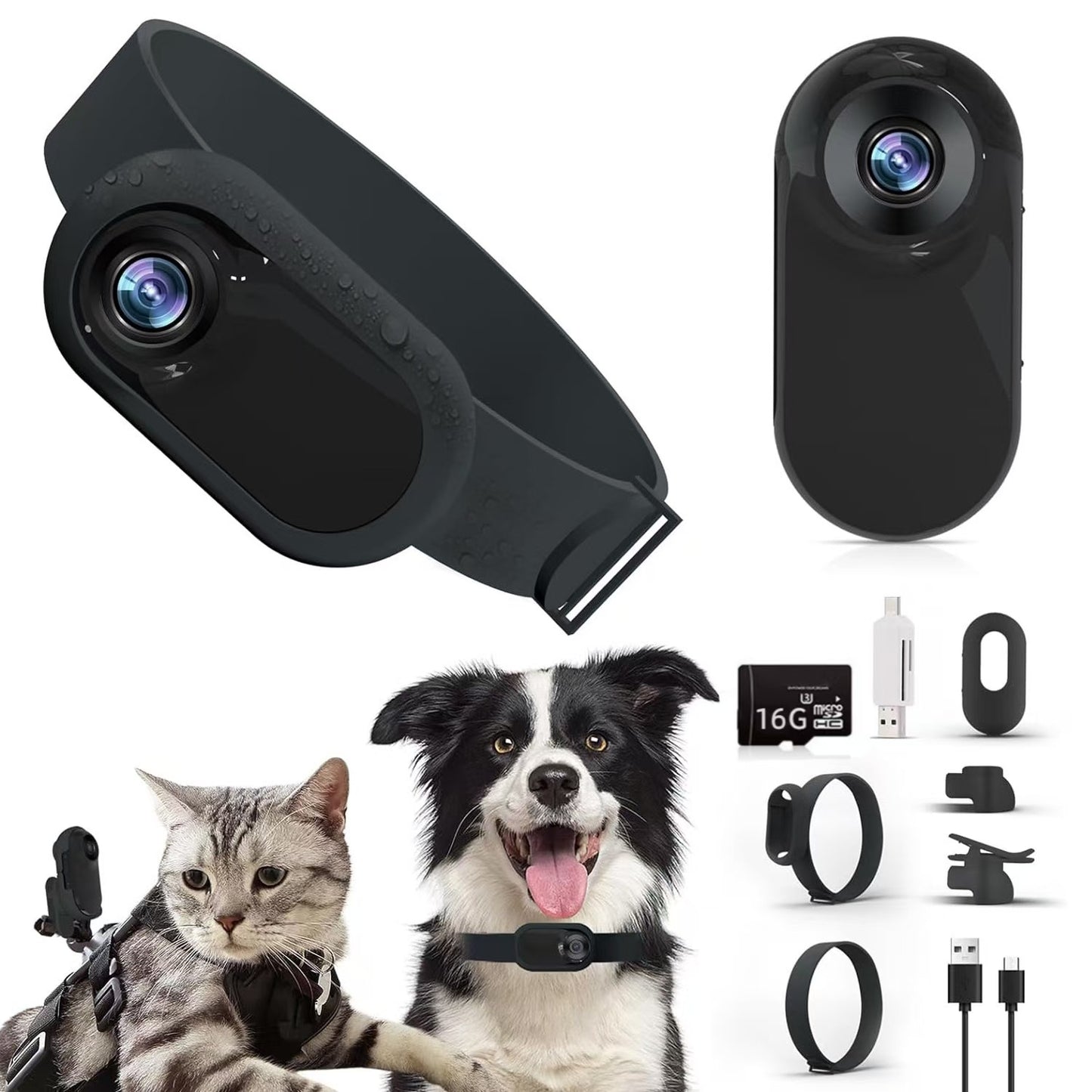 HD Pet Collar Camera – 1080P Portable Mini Camera for Dogs & Cats | Magnetic Clip, Sports & Outdoor Recorder with USB & SD Card Support
