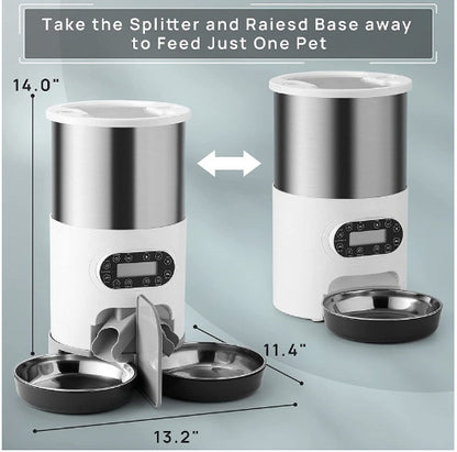 Smart WiFi Automatic Pet Feeder 4.5L – Dual Stainless-Steel Bowls with App Control & Voice Recording for Cats and Dogs