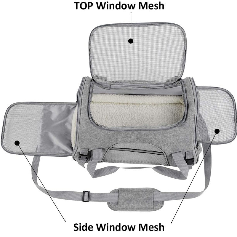 Portable Pet Carrier Bag – Breathable Travel Shoulder Bag for Cats & Small Dogs | Lightweight Foldable Oxford Cloth Tote with Mesh Windows (Up to 10kg)