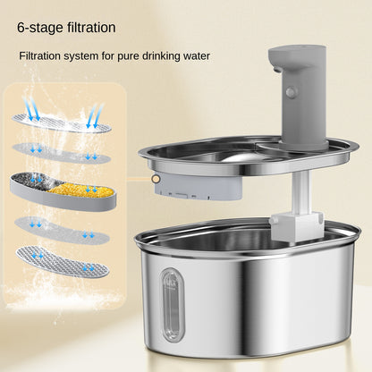 3L Stainless Steel Smart Pet Water Fountain – Wireless Automatic Circulating Dispenser for Cats & Dogs | Quiet Pump & Easy Clean Design