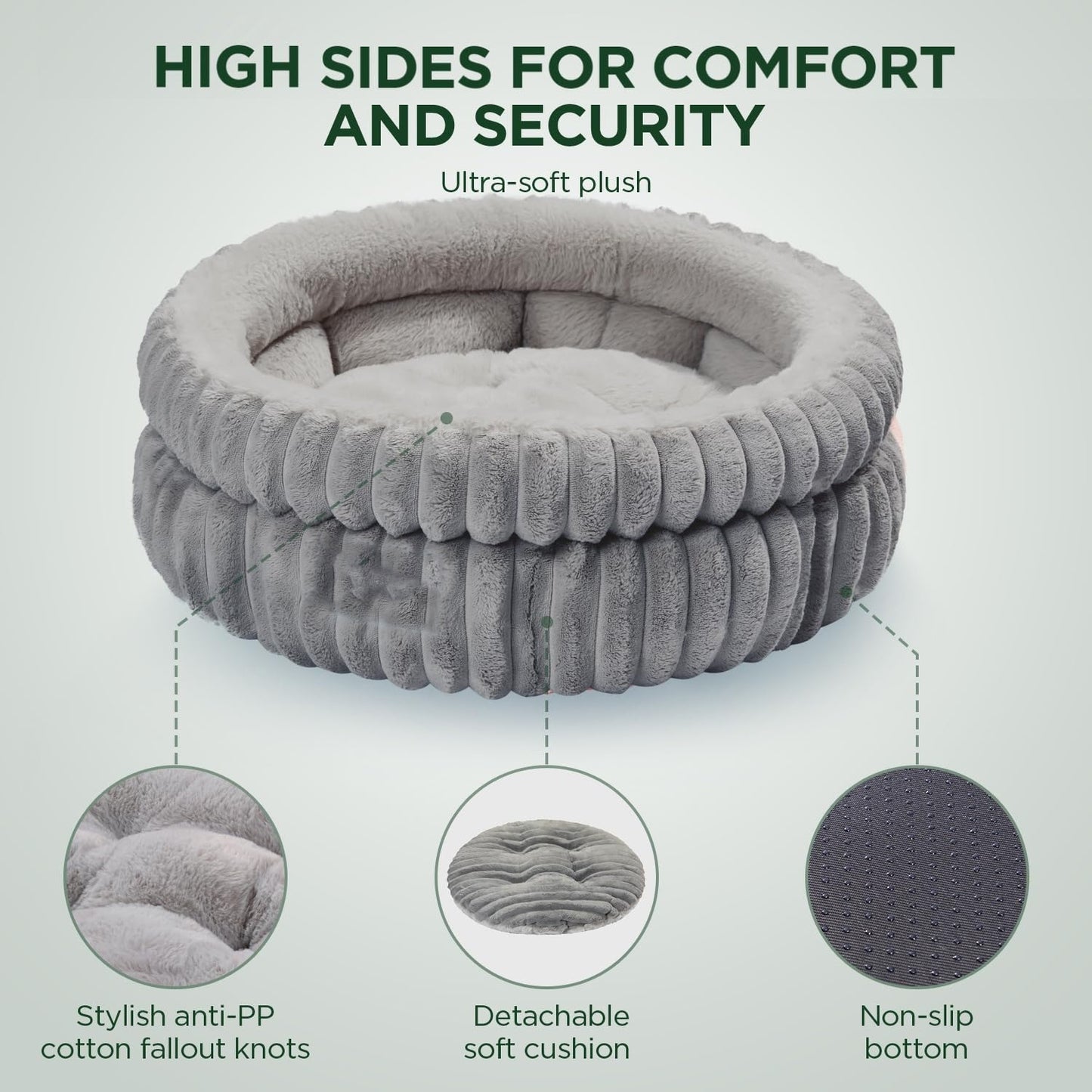 Luxury Round Pet Bed for Cats and Dogs – Ultra Soft Rabbit Fur Cushion, Warm & Thick Donut Nest