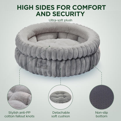 Luxury Round Pet Bed for Cats and Dogs – Ultra Soft Rabbit Fur Cushion, Warm & Thick Donut Nest