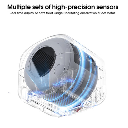 Smart Self-Cleaning Cat Litter Box with App Control, Infrared & Gravity Sensors, Ambient Lighting & Large 76L Capacity