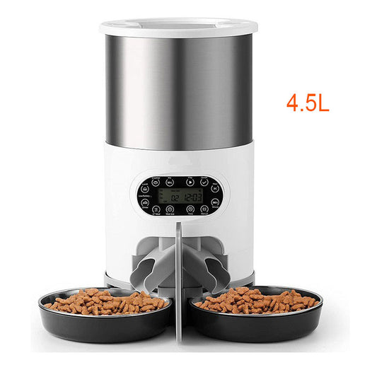 Smart WiFi Automatic Pet Feeder 4.5L – Dual Stainless-Steel Bowls with App Control & Voice Recording for Cats and Dogs