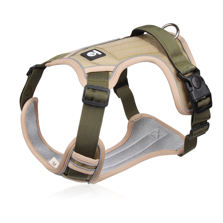 Adjustable Padded Dog Harness — Khaki padded harness