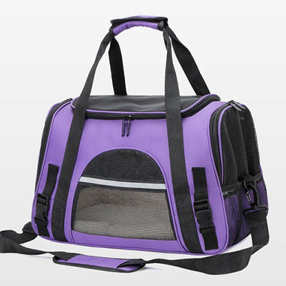 Portable Pet Carrier Bag – Breathable Travel Shoulder Bag for Cats & Small Dogs | Lightweight Foldable Oxford Cloth Tote with Mesh Windows (Up to 10kg)
