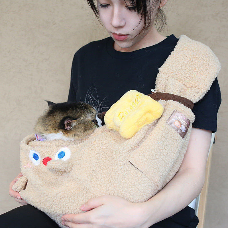 Cozy Pet Crossbody Carrier Bag – Soft Plush Shoulder Sling for Small Dogs & Cats | Hands-Free Travel Backpack (Up to 7.5kg)