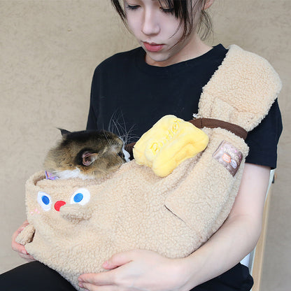 Cozy Pet Crossbody Carrier Bag – Soft Plush Shoulder Sling for Small Dogs & Cats | Hands-Free Travel Backpack (Up to 7.5kg)