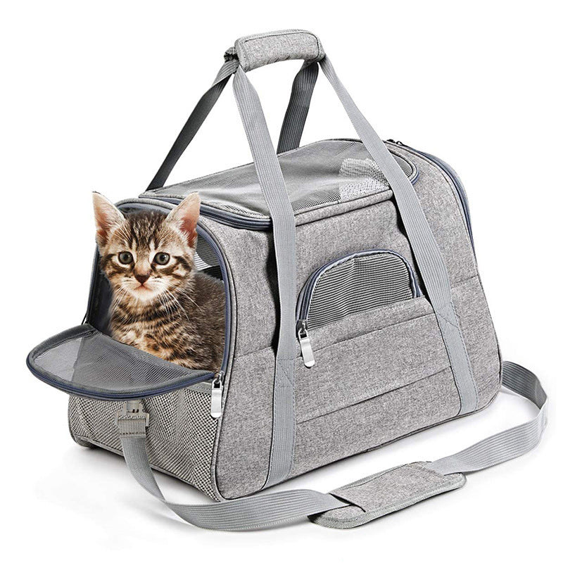 Portable Pet Carrier Bag – Breathable Travel Shoulder Bag for Cats & Small Dogs | Lightweight Foldable Oxford Cloth Tote with Mesh Windows (Up to 10kg)