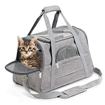 Portable Pet Carrier Bag – Breathable Travel Shoulder Bag for Cats & Small Dogs | Lightweight Foldable Oxford Cloth Tote with Mesh Windows (Up to 10kg)
