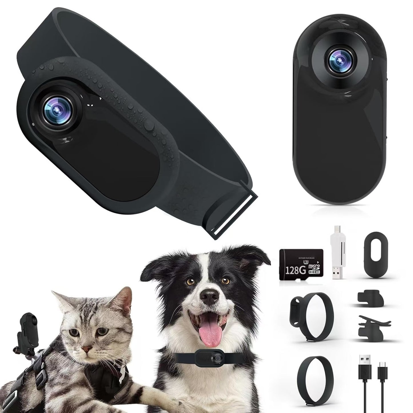 HD Pet Collar Camera – 1080P Portable Mini Camera for Dogs & Cats | Magnetic Clip, Sports & Outdoor Recorder with USB & SD Card Support
