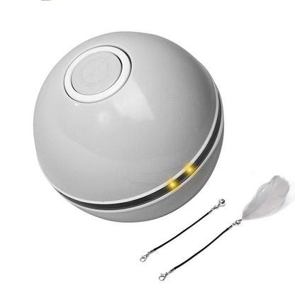 Automatic Smart Cat Toy Ball – USB Rechargeable Interactive Rolling Ball with Feather & LED Light | Motion Sensor Pet Toy for Cats & Dogs