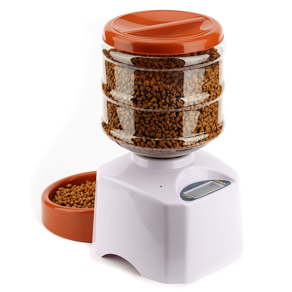 Automatic 5.5L Smart Pet Feeder with LCD Display & Voice Recorder – Programmable Portion Control for Cats & Dogs (Battery Operated)