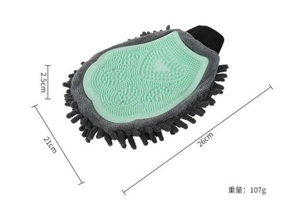 2-in-1 Pet Shower Glove & Grooming Brush – Double-Sided Cleaning, Massage & Hair Removal Mitt for Dogs and Cats