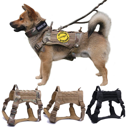 Military Tactical Dog Harness with Handle – Heavy-Duty Adjustable Dog Vest for Large & Medium Dogs