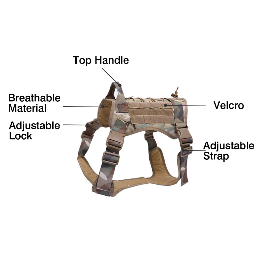 Military Tactical Dog Harness with Handle – Heavy-Duty Adjustable Dog Vest for Large & Medium Dogs