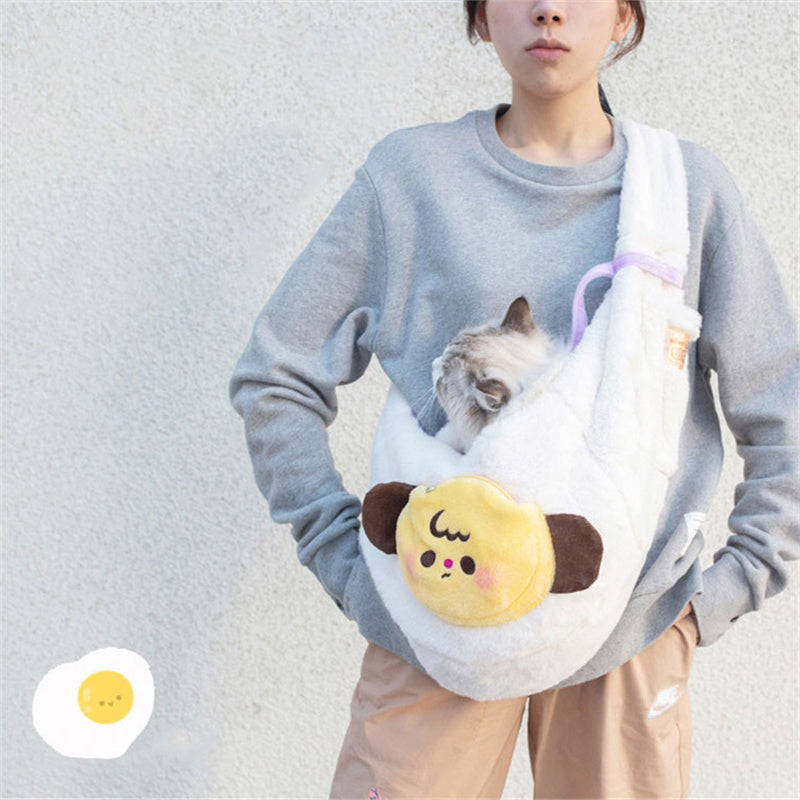 Cozy Pet Crossbody Carrier Bag – Soft Plush Shoulder Sling for Small Dogs & Cats | Hands-Free Travel Backpack (Up to 7.5kg)