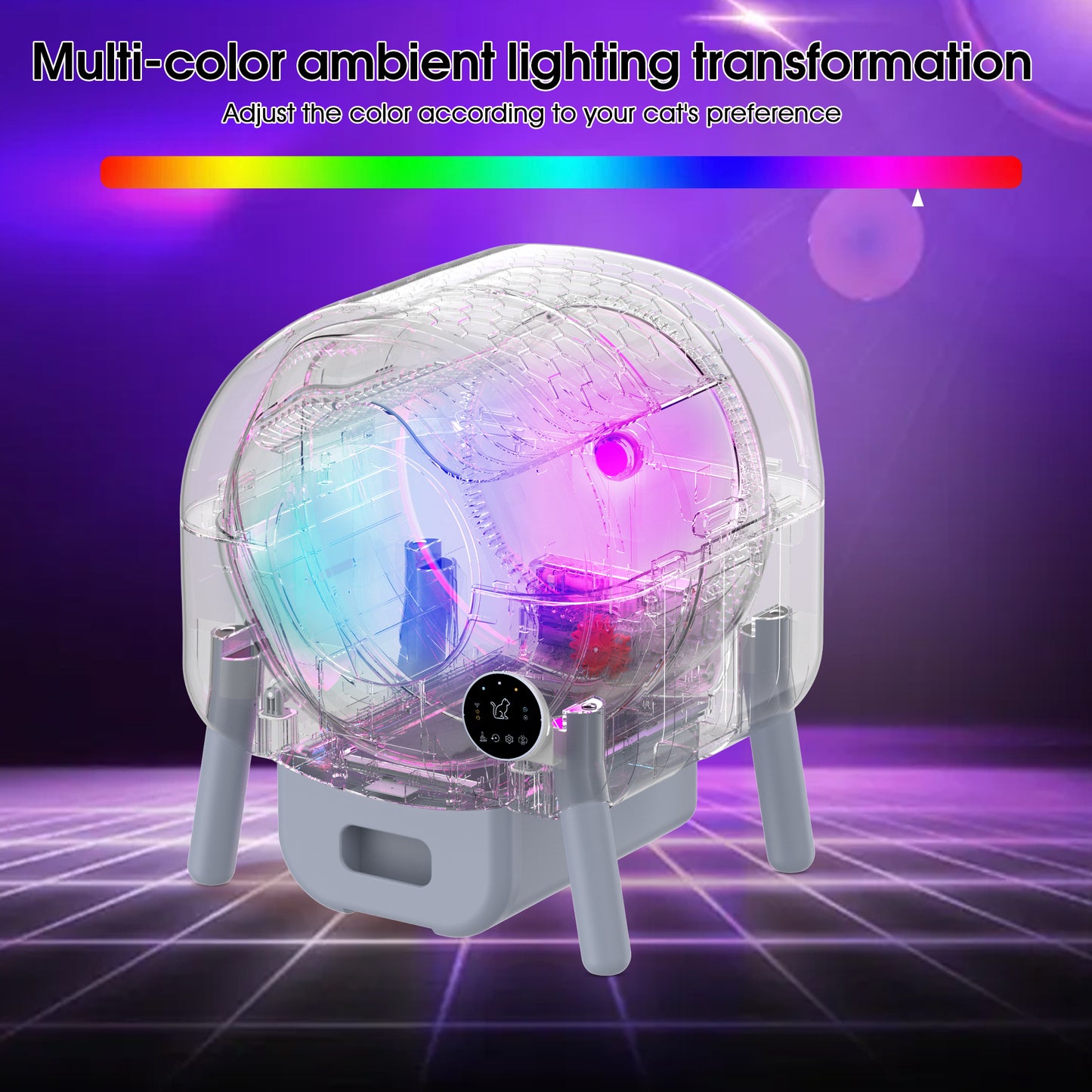 Smart Self-Cleaning Cat Litter Box with App Control, Infrared & Gravity Sensors, Ambient Lighting & Large 76L Capacity