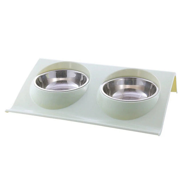 Elevated Double Pet Bowl – Non-Spill Stainless Steel Feeding Station for Cats & Dogs (Pink / Blue / Green)