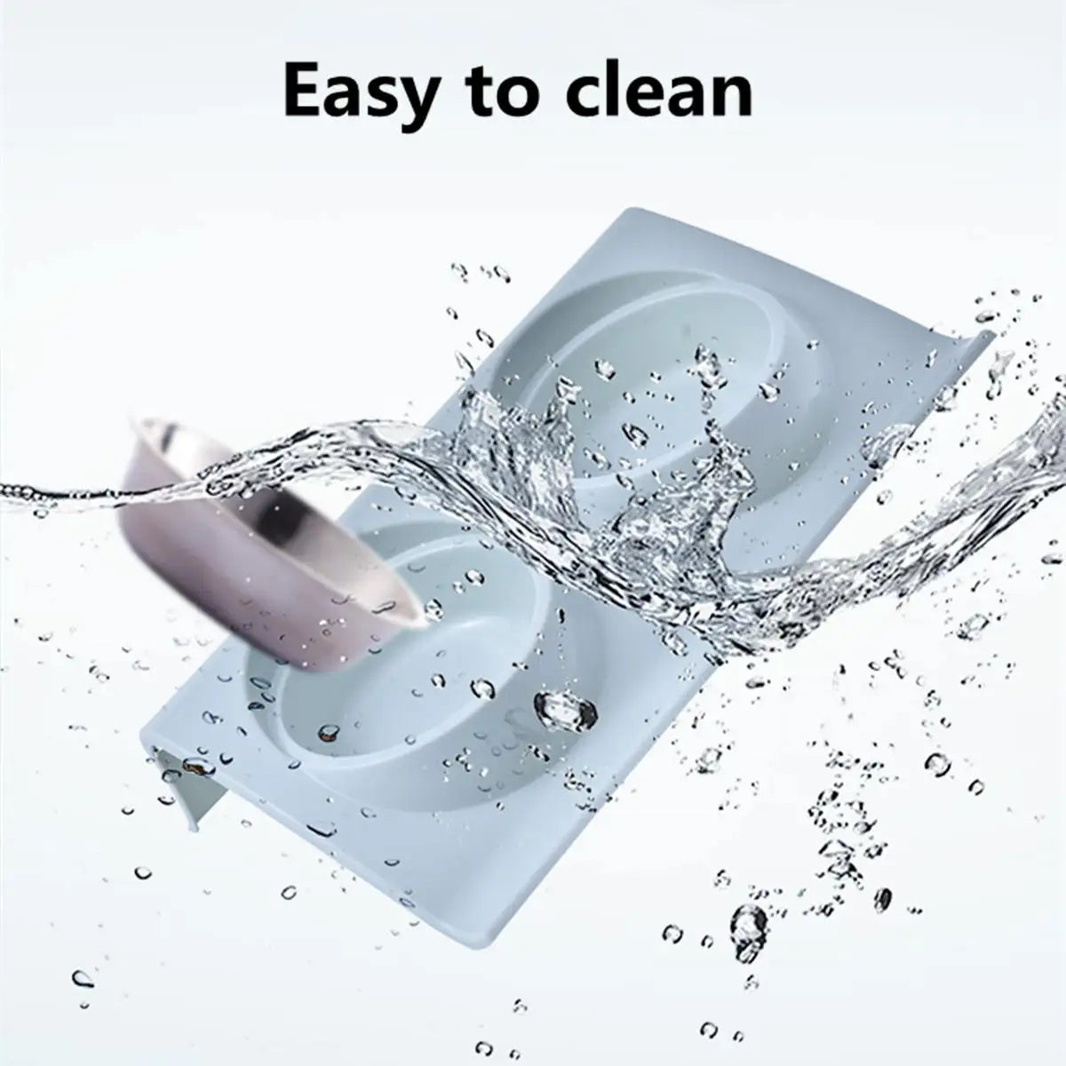 Elevated Double Pet Bowl – Non-Spill Stainless Steel Feeding Station for Cats & Dogs (Pink / Blue / Green)