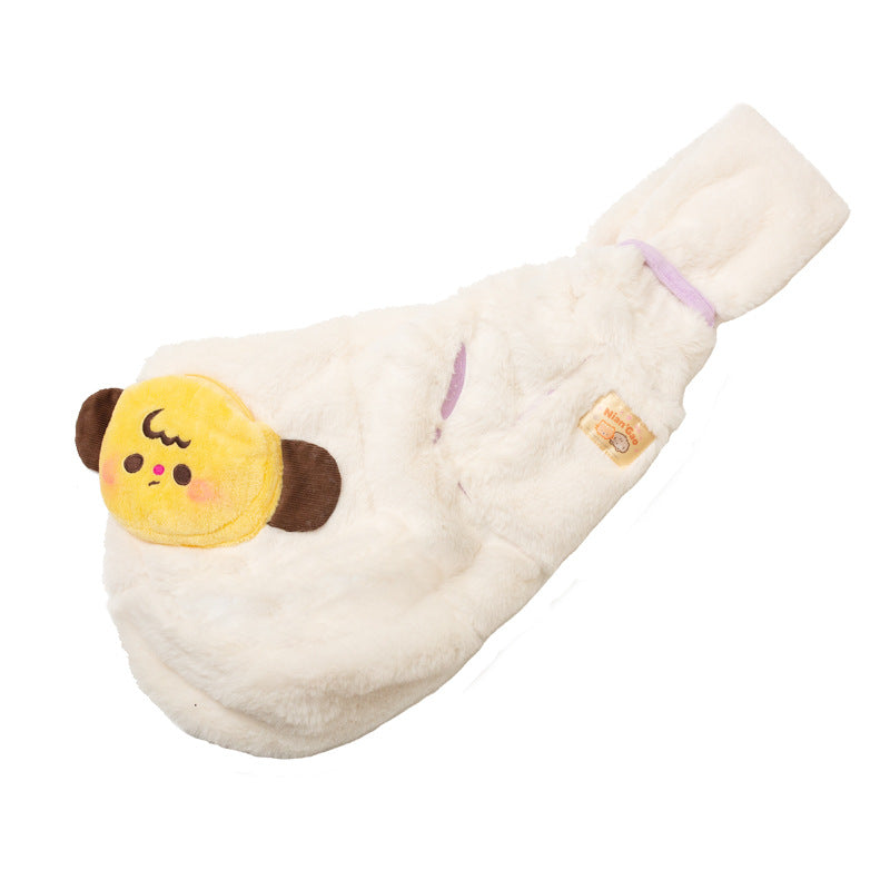 Cozy Pet Crossbody Carrier Bag – Soft Plush Shoulder Sling for Small Dogs & Cats | Hands-Free Travel Backpack (Up to 7.5kg)