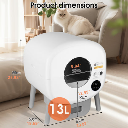 Smart Self-Cleaning Cat Litter Box with App Control, Infrared & Gravity Sensors, Ambient Lighting & Large 76L Capacity